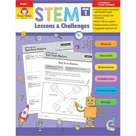 Evan-Moor Educational Publishers STEM Lessons + Challenges, Teachers Edition, Grade 1 9941